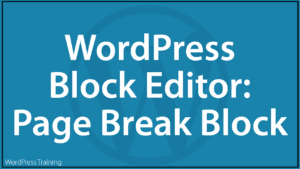 The WordPress Block Editor - Page Break Block