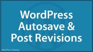 WordPress Autosave And Post Revisions